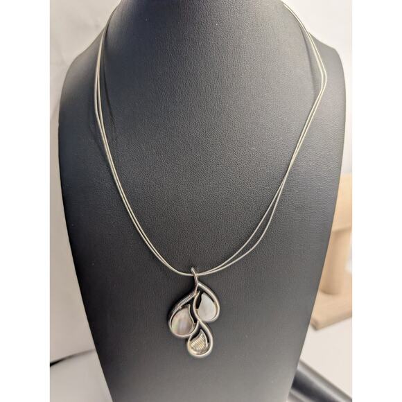 Lia Sophis Jewelry - Lia Sophia Teardrop Pendant Necklace 18-inch SilverTone wire Mother of Pearl